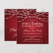 Verrassende Birthday Party String of Stars Red Kaart (Voorkant / Achterkant)