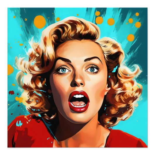 Verrassende Blonde Pop Art Foto Afdruk (Voorkant)