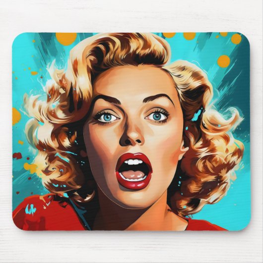 Verrassende Blonde Pop Art Muismat (Voorkant)