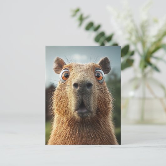 Verrassende Capybara close-up Feestdagenkaart (Staand voorkant)