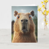 Verrassende Capybara close-up Kaart (Gele Bloem)