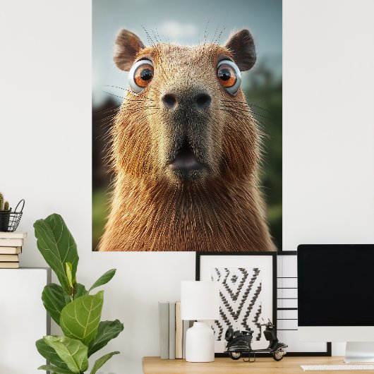 Verrassende Capybara close-up Poster (Thuiskantoor)