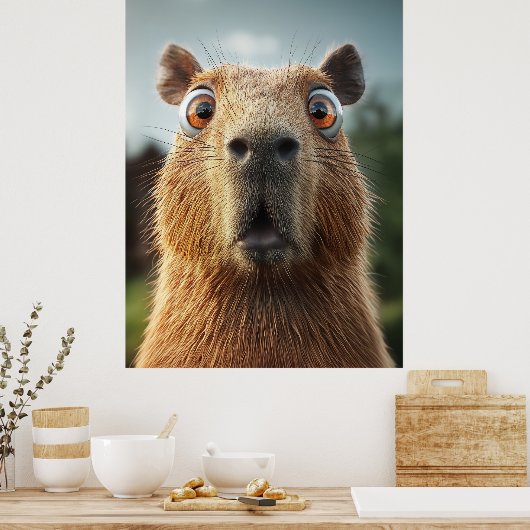 Verrassende Capybara close-up Poster (Keuken)
