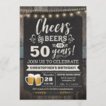 Verrassende Cheers and Beers 50th Birthday Invitat Kaart<br><div class="desc">Surprise Cheers and Beers 50th Birthday Invitation met krijtbord en belettering met aanpasbare leeftijd.</div>