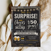 Verrassende Cheers and Beers 50th Birthday Invitat Kaart