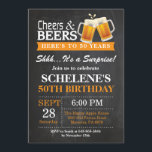 Verrassende Cheers and Beers 50th Birthday Invitat Kaart<br><div class="desc">Verrassende Cheers and Beers 50th Birthday Invitation Card. Volwassen verjaardag. Oranje. 16e 18e 21e 30e 40e 50e 70e 80e 90e 100e. Elke leeftijd. Voor verdere aanpassing,  te klikken gelieve de knoop "van de Aanpassing het"en ons ontwerphulpmiddel te gebruiken om deze sjabloon te wijzigen.</div>
