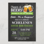 Verrassende Cheers and Beers 60th Birthday Invitat Kaart<br><div class="desc">Verrassende Cheers and Beers 60th Birthday Invitation Card. Volwassen verjaardag. Groen. 16e 18e 21e 30e 40e 50e 70e 80e 90e 100e. Elke leeftijd. Voor verdere aanpassing,  te klikken gelieve de knoop "van de Aanpassing het"en ons ontwerphulpmiddel te gebruiken om deze sjabloon te wijzigen.</div>