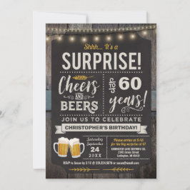 Verrassende Cheers and Beers 60th Birthday Invitat Kaart