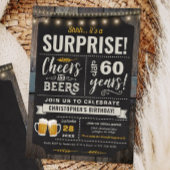 Verrassende Cheers and Beers 60th Birthday Invitat Kaart