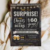 Verrassende Cheers and Beers 60th Birthday Invitat Kaart