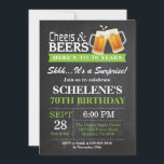 Verrassende Cheers and Beers 70th Birthday Invitat Kaart<br><div class="desc">Verrassende Cheers and Beers 70th Birthday Invitation Card. Volwassen verjaardag. Groen. 16e 18e 21e 30e 40e 50e 70e 80e 90e 100e. Elke leeftijd. Voor verdere aanpassing,  te klikken gelieve de knoop "van de Aanpassing het"en ons ontwerphulpmiddel te gebruiken om deze sjabloon te wijzigen.</div>