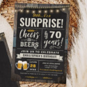 Verrassende Cheers and Beers 70th Birthday Invitat Kaart