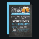Verrassende Cheers and Beers 70th Birthday Invitat Kaart<br><div class="desc">Verrassende Cheers and Beers 70th Birthday Invitation Card. Volwassen verjaardag. Blauw. 16e 18e 21e 30e 40e 50e 70e 80e 90e 100e. Elke leeftijd. Voor verdere aanpassing,  te klikken gelieve de knoop "van de Aanpassing het"en ons ontwerphulpmiddel te gebruiken om deze sjabloon te wijzigen.</div>