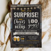 Verrassende Cheers and Beers 80th Birthday Invitat Kaart