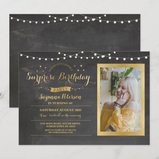 Verrassende feestdag om het even welke leeftijd no kaart (Voorkant / Achterkant)