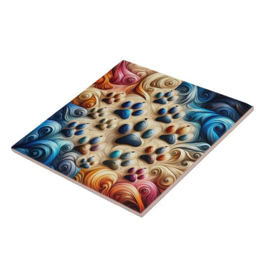 Verrassende gekleurde canine pow print tegeltje (Zijkant)