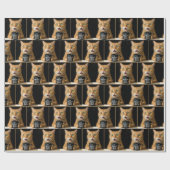 Verrassende Oranje kat met een grappig zwart koffi Cadeaupapier (Vlak)