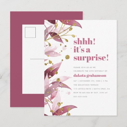 Verrassende Paarse Waterverf vertrekt Uitnodiging Briefkaart (Voorkant / Achterkant)