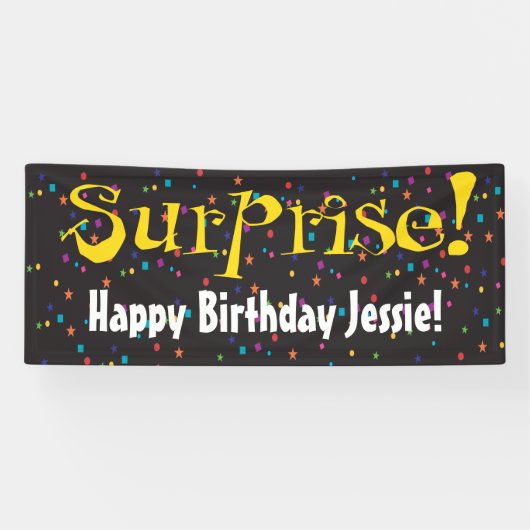 Verrassende partij met confetti spandoek (Horizontaal)