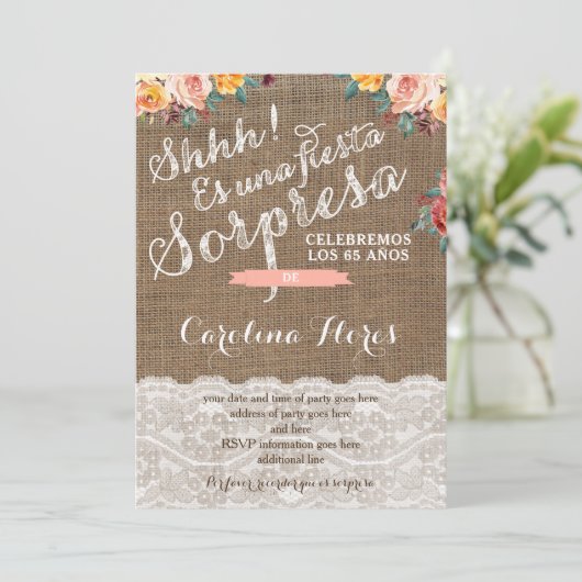 Verrassende partij nodigt Vrouw uit in het Spaans Kaart (Staand voorkant)