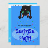 Verrassende partij Uitnodiging zwarte kat confetti (Voorkant / Achterkant)