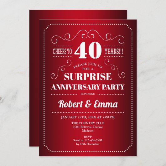 Verrassende partij van het 40e Jubileum - Ruby Red Kaart (Voorkant / Achterkant)