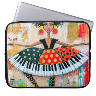Verrassende pianotoetsen muziek ballerina laptop sleeve