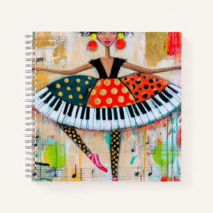 Verrassende Pianotoetsen Muziekmuziek Ballerina Notitieboek