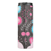 Verrassende roze blauwe harten en bloemen bloemrij thermosbeker (Achterkant)