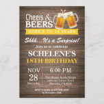 Verrassende Rustic Cheers and Beers 18th Birthday Kaart<br><div class="desc">Verrassende Rustic Cheers and Beers 18th Birthday Invitation Card. Rustic Wood Background  landretro. Volwassen verjaardag. Geel. 16e 18e 21e 21e 30e 40e 50e 70e 80e 90e 100e. Elke leeftijd. Voor verdere aanpassing,  te klikken gelieve de knoop "van de Aanpassing het"en ons ontwerphulpmiddel te gebruiken om deze sjabloon te wijzigen.</div>