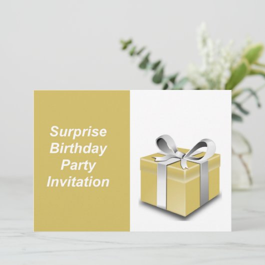 Verrassende uitnodiging op feestdag met cadeaudoos (Staand voorkant)