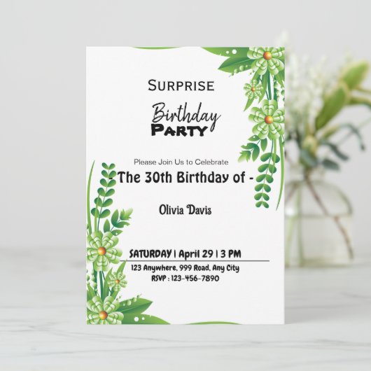 Verrassende uitnodiging van 30e verjaardag (Staand voorkant)