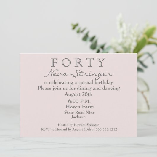 Verrassende uitnodiging van de 40e verjaardag (Staand voorkant)