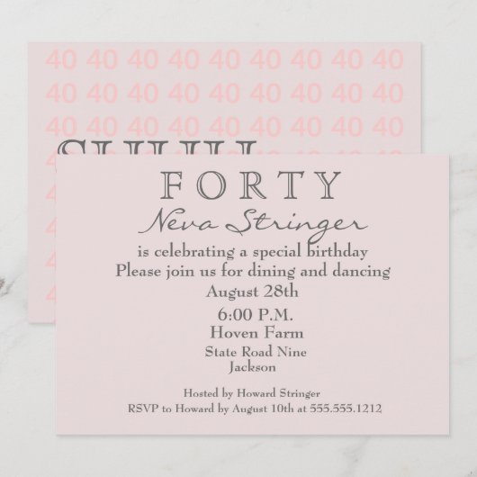 Verrassende uitnodiging van de 40e verjaardag (Voorkant / Achterkant)