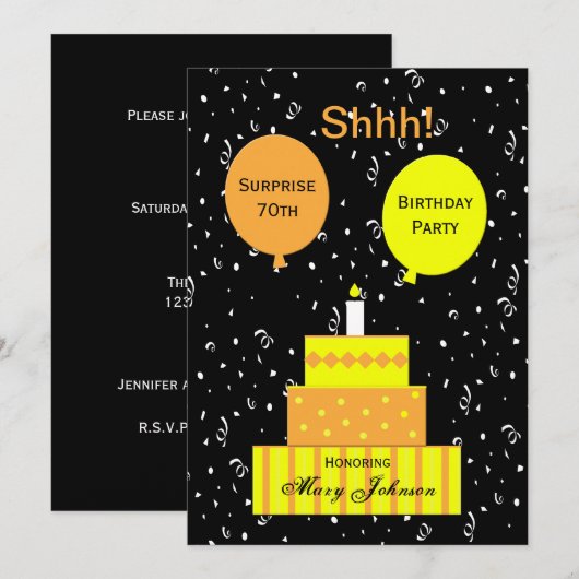 Verrassende uitnodiging van de 70e verjaardag (Voorkant / Achterkant)