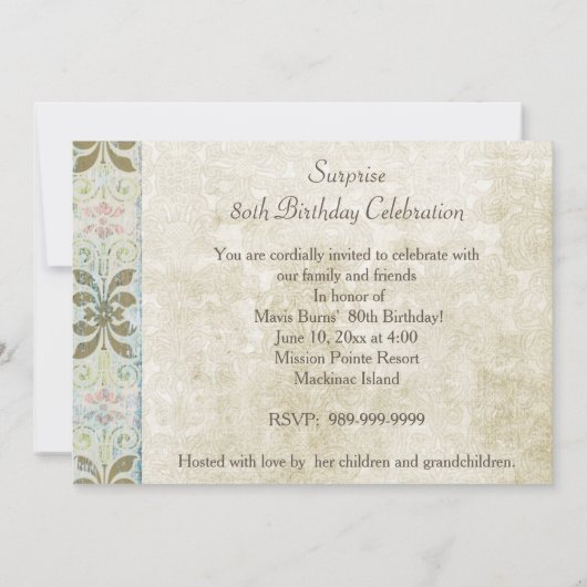 Verrassende uitnodiging van de 80e verjaardag van (Achterkant)