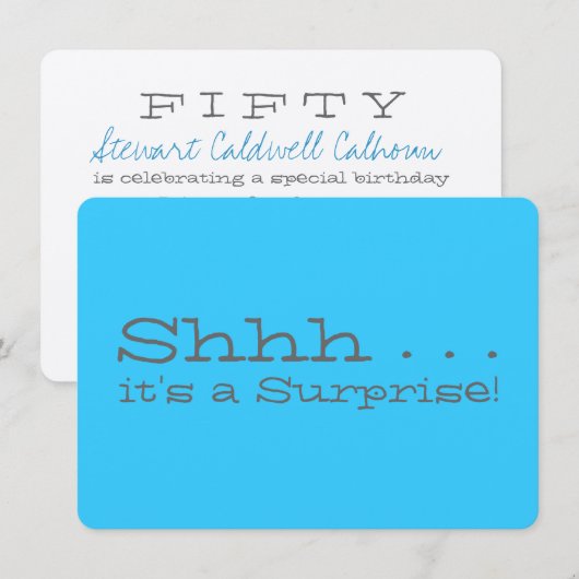 Verrassende uitnodiging van de Birthday Party - Sh (Voorkant / Achterkant)