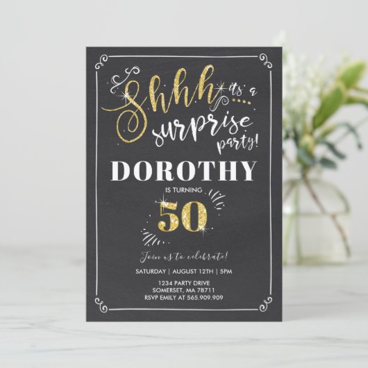 Verrassende  uitnodiging voor 50e verjaardag (Staand voorkant)
