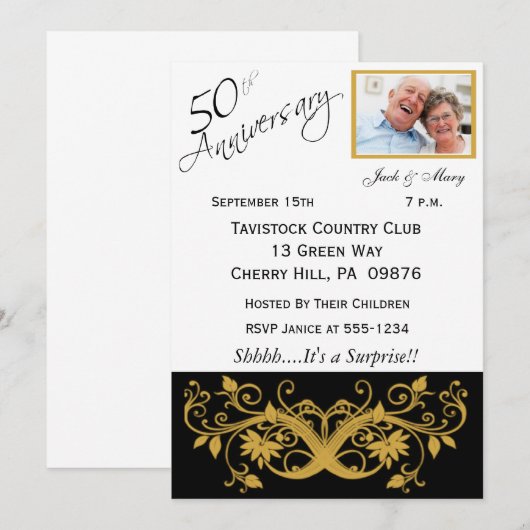 Verrassende uitnodigingen van de 50e Jubileum Part (Voorkant / Achterkant)