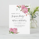 Verrassende verjaardag Pink Floral Kaart (Staand voorkant)