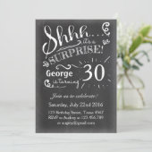 Verrassende verjaardagsuitnodiging 30 Chalkboard R Kaart (Staand voorkant)