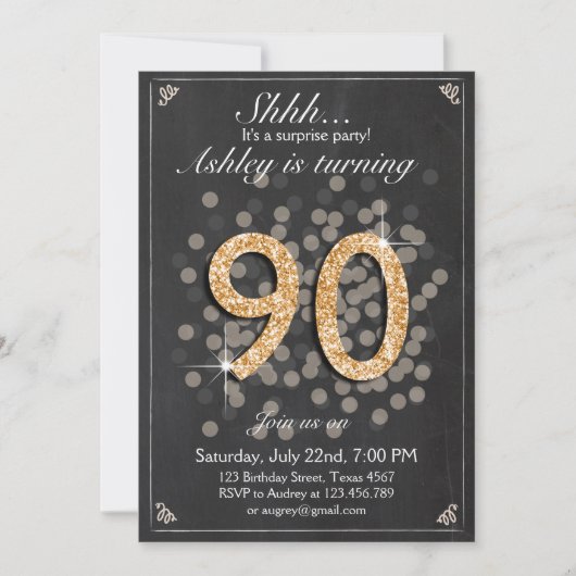 Verrassende verjaardagsuitnodiging Chalkboard Rust Kaart (Voorkant)