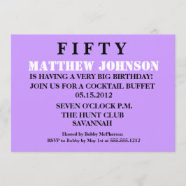 Verrassende vijftigste verjaardag uitnodiging