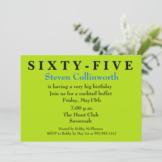 Verrassende ZESTIG-VIJFDE uitnodiging van de Dag (Staand voorkant)