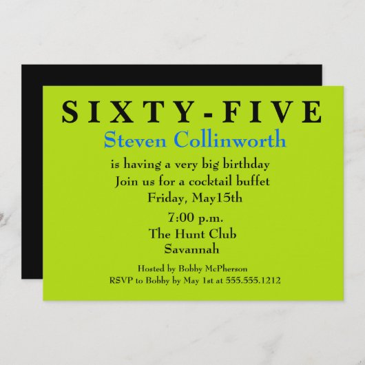 Verrassende ZESTIG-VIJFDE uitnodiging van de Dag (Voorkant / Achterkant)