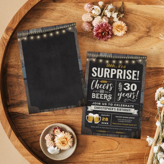 Verrassenkaas en bier 30e verjaardag uitnodiging