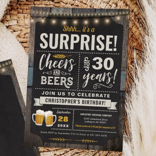 Verrassenkaas en bier 30e verjaardag uitnodiging