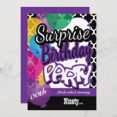 Verrassing 00e verjaardag met ballonnen in Paarse Kaart (Voorkant / Achterkant)