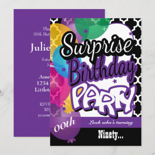 Verrassing 00e verjaardag met ballonnen in Paarse Kaart