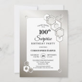 Verrassing 100e geometrische zilveren verjaardagsf kaart (Voorkant)